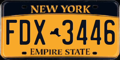 NY license plate FDX3446