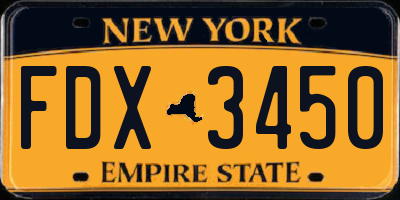 NY license plate FDX3450