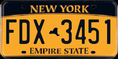 NY license plate FDX3451