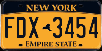 NY license plate FDX3454