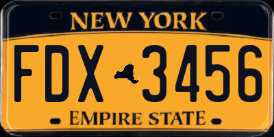 NY license plate FDX3456