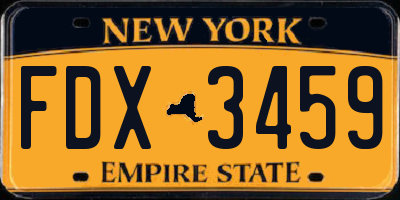 NY license plate FDX3459