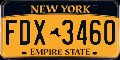 NY license plate FDX3460