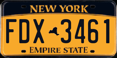 NY license plate FDX3461