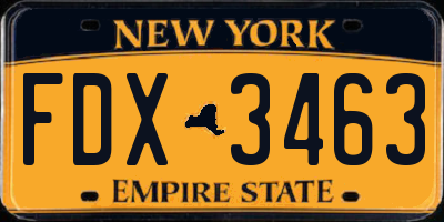 NY license plate FDX3463