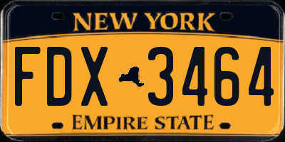 NY license plate FDX3464