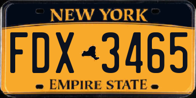 NY license plate FDX3465