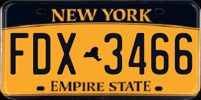 NY license plate FDX3466