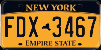 NY license plate FDX3467