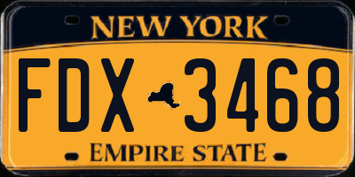 NY license plate FDX3468