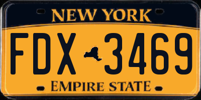 NY license plate FDX3469
