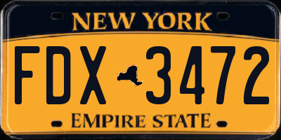 NY license plate FDX3472
