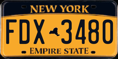 NY license plate FDX3480