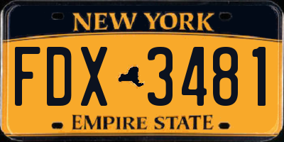 NY license plate FDX3481