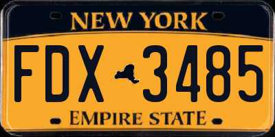 NY license plate FDX3485