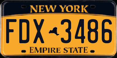 NY license plate FDX3486