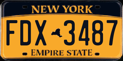 NY license plate FDX3487