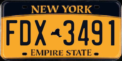 NY license plate FDX3491