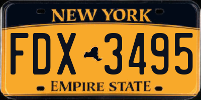 NY license plate FDX3495