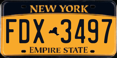 NY license plate FDX3497