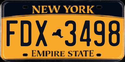 NY license plate FDX3498