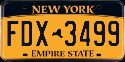 NY license plate FDX3499