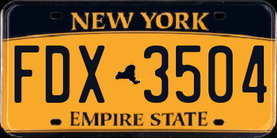 NY license plate FDX3504