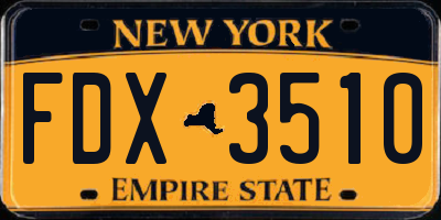 NY license plate FDX3510