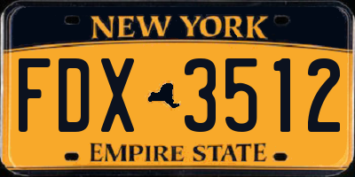 NY license plate FDX3512