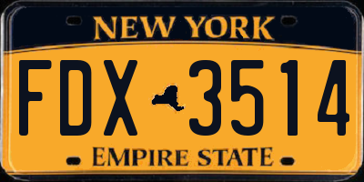 NY license plate FDX3514
