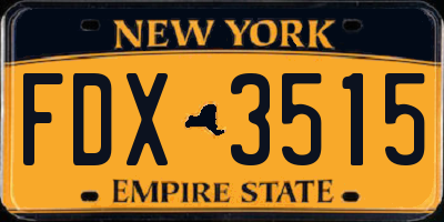 NY license plate FDX3515