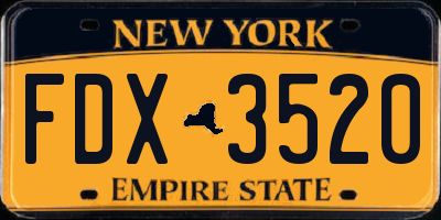 NY license plate FDX3520