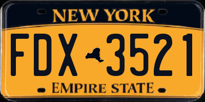 NY license plate FDX3521