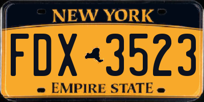 NY license plate FDX3523