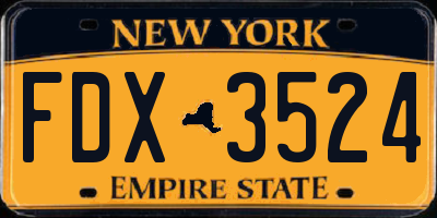NY license plate FDX3524