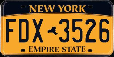 NY license plate FDX3526