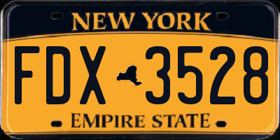 NY license plate FDX3528