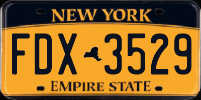 NY license plate FDX3529