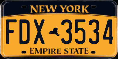 NY license plate FDX3534