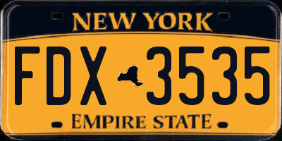 NY license plate FDX3535