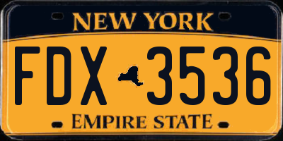 NY license plate FDX3536