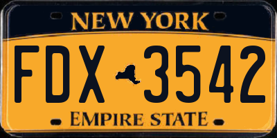 NY license plate FDX3542