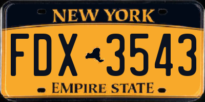 NY license plate FDX3543
