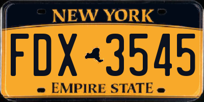 NY license plate FDX3545