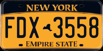 NY license plate FDX3558