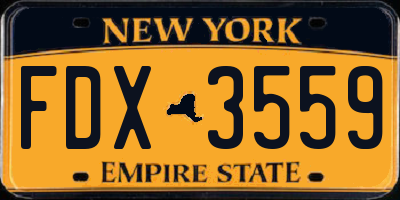 NY license plate FDX3559