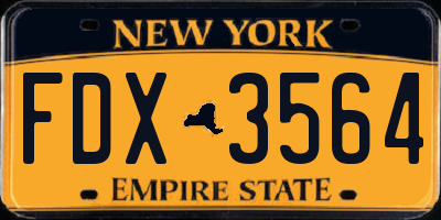 NY license plate FDX3564