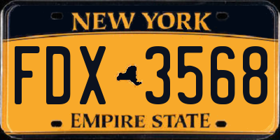 NY license plate FDX3568