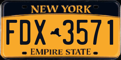 NY license plate FDX3571
