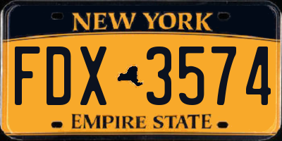 NY license plate FDX3574